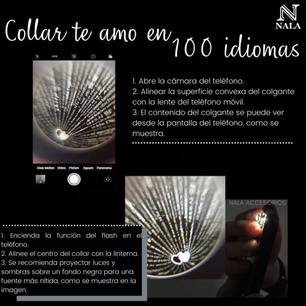 Uluru ganar Federal Collar proyector Corazón, Te amo en 100 idiomas Naladetalles.com